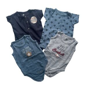 HB Baby Boy Baseball Theme Onesies Lot of 4